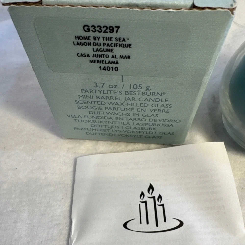 NOS Retired PartyLite Bestburn 3.7oz Mini Barrel Jar Candle Home By The Sea - Picture 3 of 4